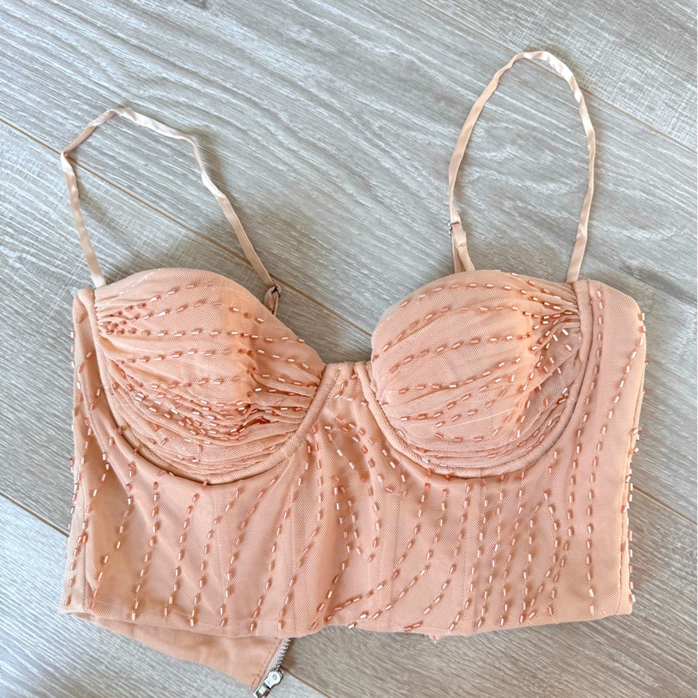 Peach Beaded Corset Top